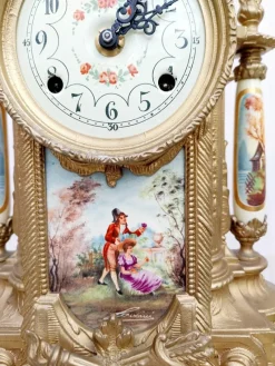 Pamono Vintage Imperial Mantel Clock with Urns by Franz Hermle Lancini, 1980s, Set of 3><noscript><img width=