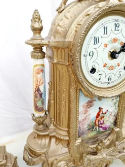 Pamono Vintage Imperial Mantel Clock with Urns by Franz Hermle Lancini, 1980s, Set of 3><noscript><img width=
