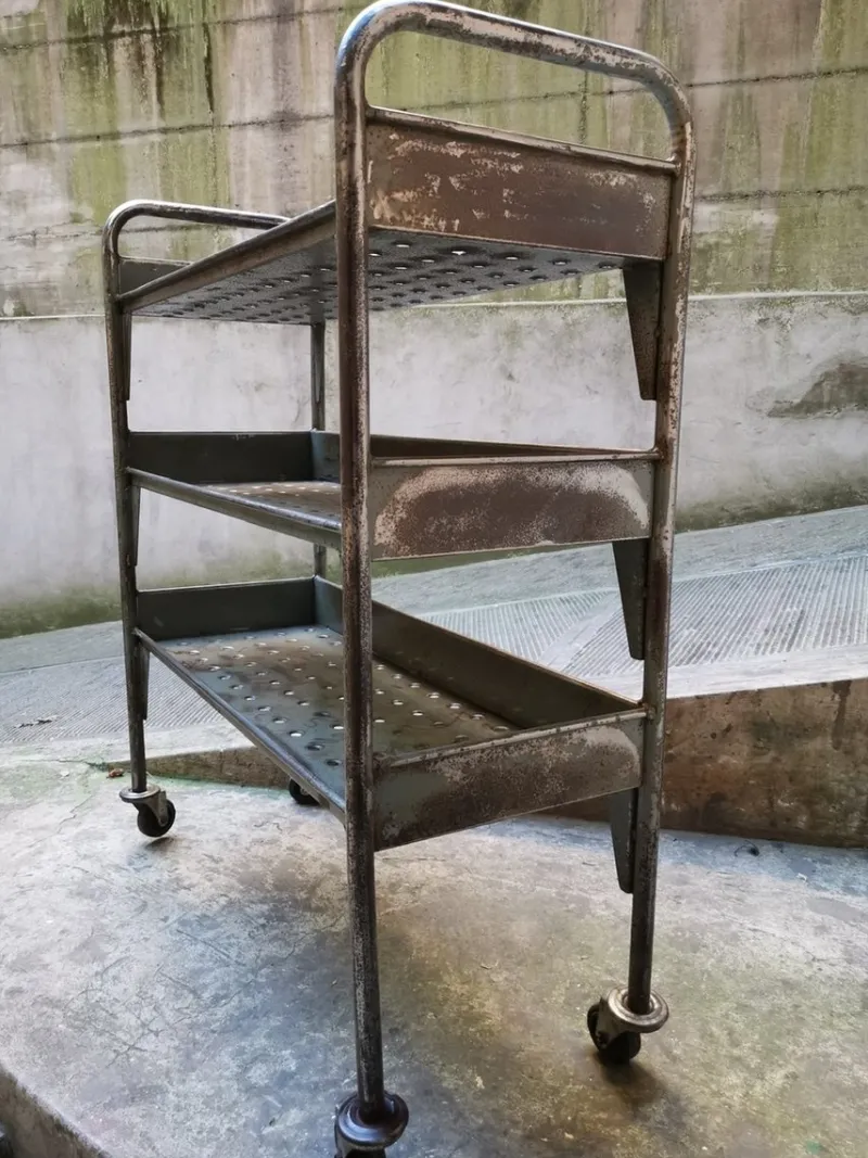 Pamono Vintage Industrial Iron Industrial Trolley, 1950s> Serving Bar Carts & Trolleys