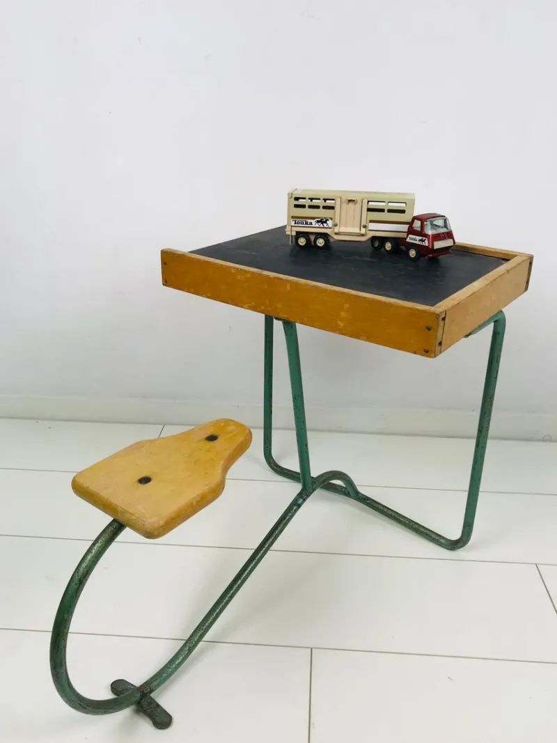 Best Pamono Vintage Industrial Metal and Wood Children's Desk
