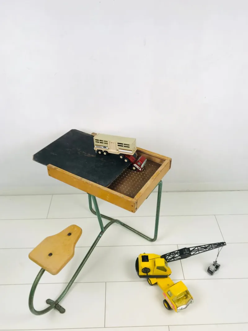 Best Pamono Vintage Industrial Metal and Wood Children's Desk