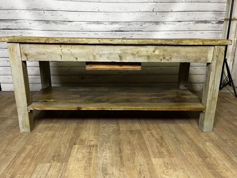Pamono Vintage Industrial Workbench in Spruce> Worktables & Workbenches