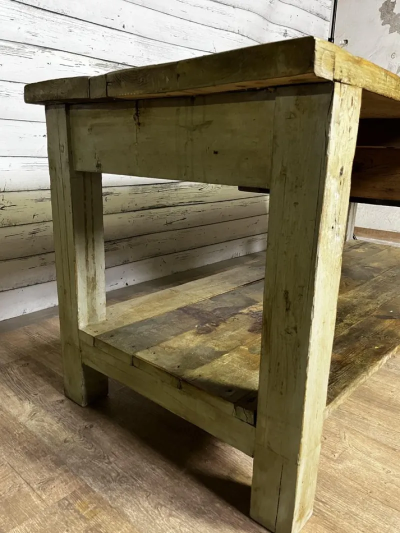 Pamono Vintage Industrial Workbench in Spruce> Worktables & Workbenches