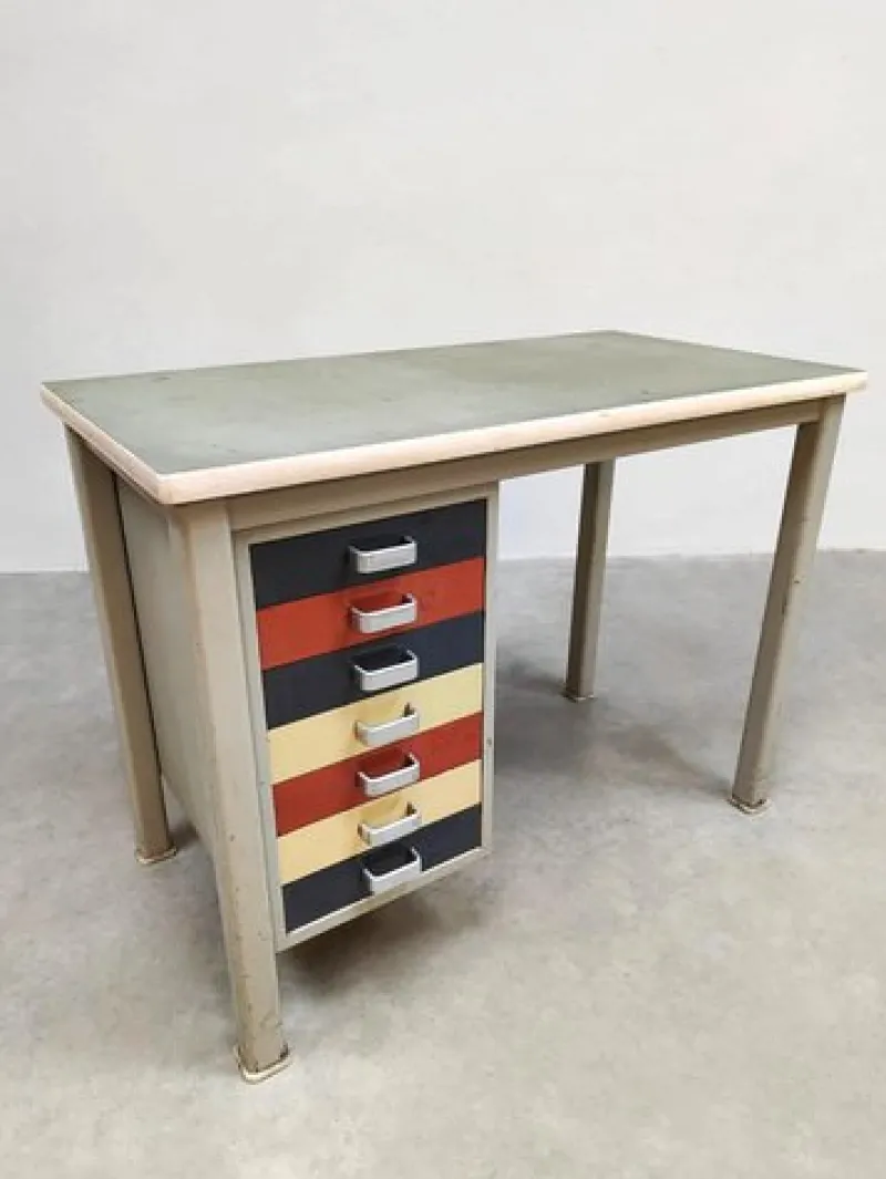 Pamono Vintage Industrial Writing Desk by Andre Cordemeyer for Gispen, 1950s> Desks