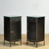 Best Pamono Vintage Iron and Glass Nightstands, 1900s, Set of 2
