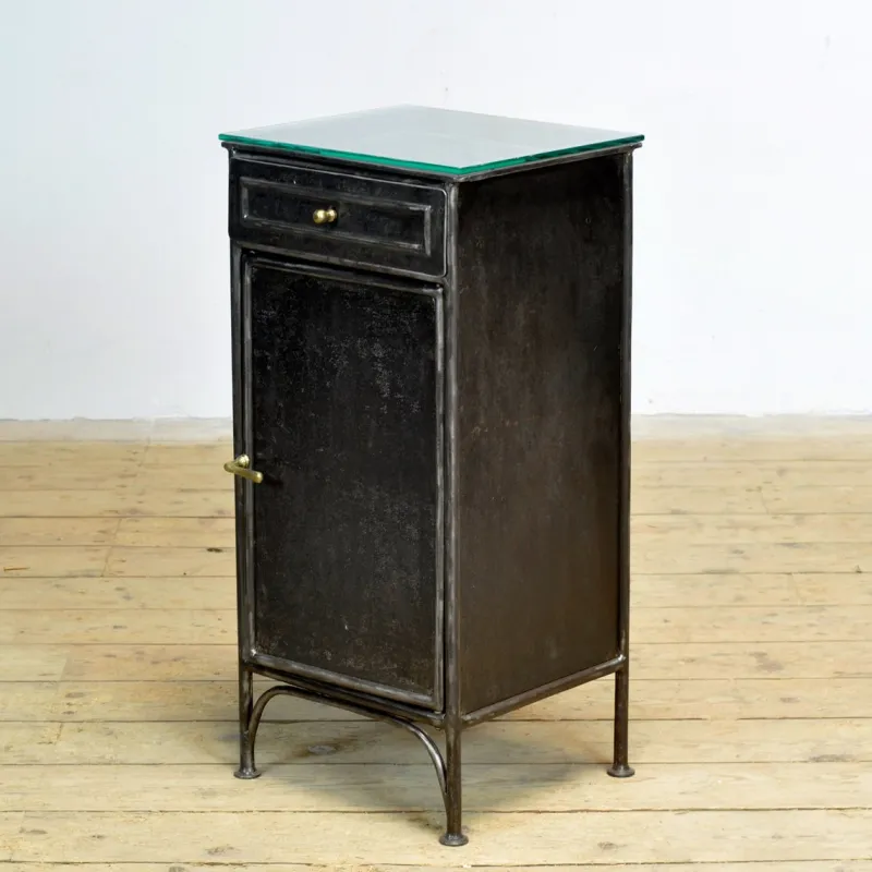 Best Pamono Vintage Iron and Glass Nightstands, 1900s, Set of 2