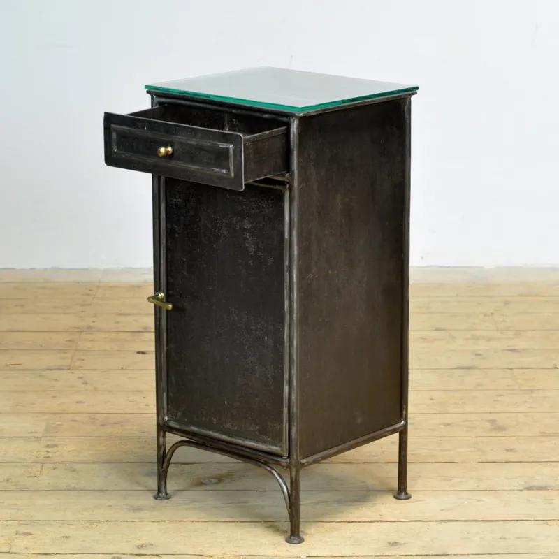 Best Pamono Vintage Iron and Glass Nightstands, 1900s, Set of 2