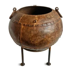 Pamono Vintage Iron Rivet Pot Planter, 1960s> Planters And Jardiniere