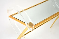 Pamono Vintage Italian Acrylic Glass and Gold Finish Console Table, 1970s><noscript><img width=