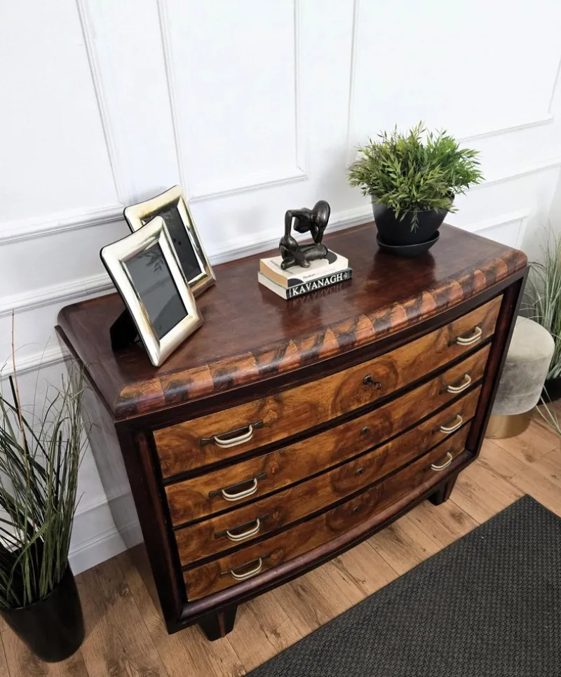 Pamono Vintage Italian Art Deco Burl Wood and Bronze Chest of Drawers by Paolo Buffa, 1940s> Dressers, Commodes & Chests