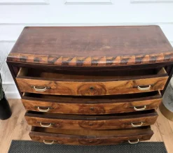 Pamono Vintage Italian Art Deco Burl Wood and Bronze Chest of Drawers by Paolo Buffa, 1940s><noscript><img width=