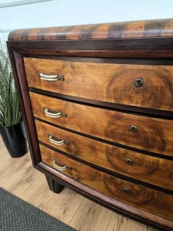 Pamono Vintage Italian Art Deco Burl Wood and Bronze Chest of Drawers by Paolo Buffa, 1940s><noscript><img width=