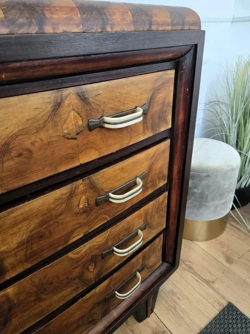 Pamono Vintage Italian Art Deco Burl Wood and Bronze Chest of Drawers by Paolo Buffa, 1940s> Dressers, Commodes & Chests