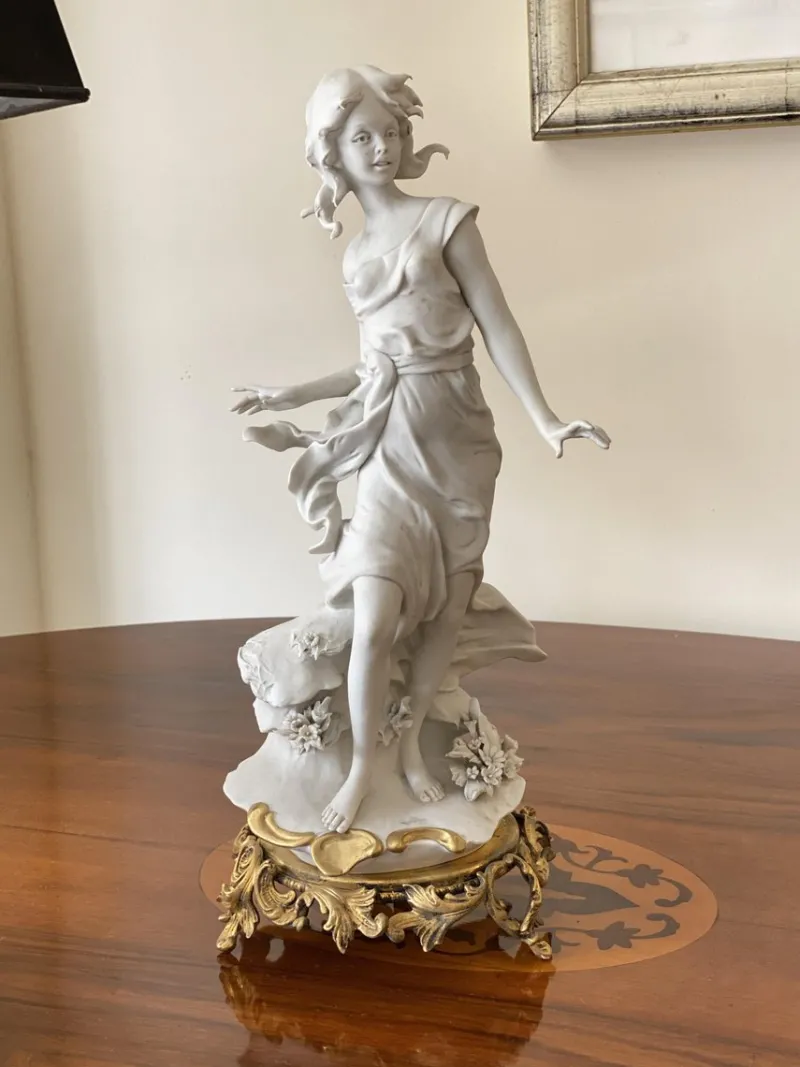 Sale Pamono Vintage Italian Biscuit Porcelain & Bronze Figurine by Barbella