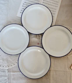 Pamono Vintage Italian Blue and White Porcelain Dinner Plates from Nueva Fontebasso, Set of 4><noscript><img width=