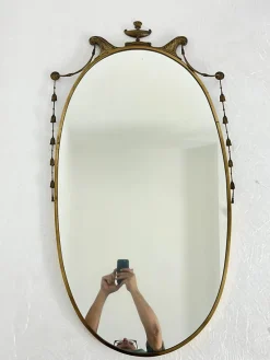 Online Pamono Vintage Italian Brass Wall Mirror, 1960s