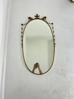 Online Pamono Vintage Italian Brass Wall Mirror, 1960s