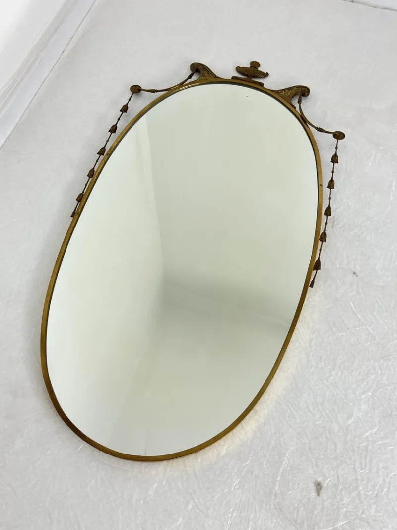 Online Pamono Vintage Italian Brass Wall Mirror, 1960s
