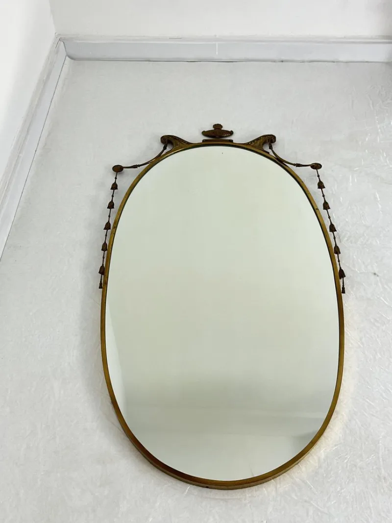 Online Pamono Vintage Italian Brass Wall Mirror, 1960s