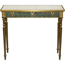 Pamono Vintage Italian Carved Console Table with Glass Mirrored Top> Console Tables