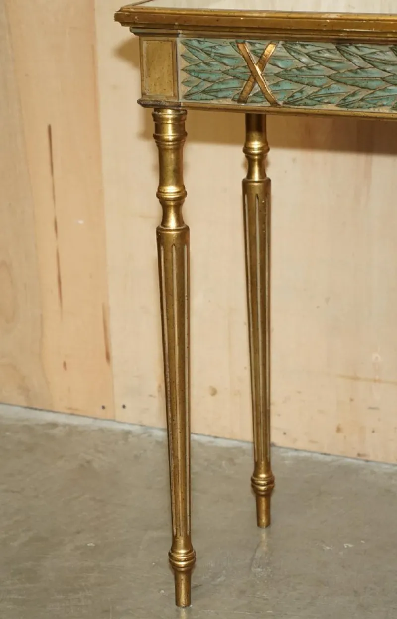 Pamono Vintage Italian Carved Console Table with Glass Mirrored Top> Console Tables