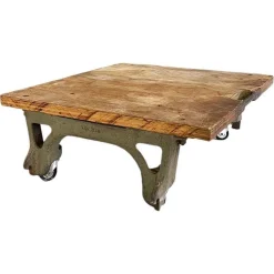 Outlet Pamono Vintage Italian Cast Iron and Wood State Railways Storage Trolley, 1930s