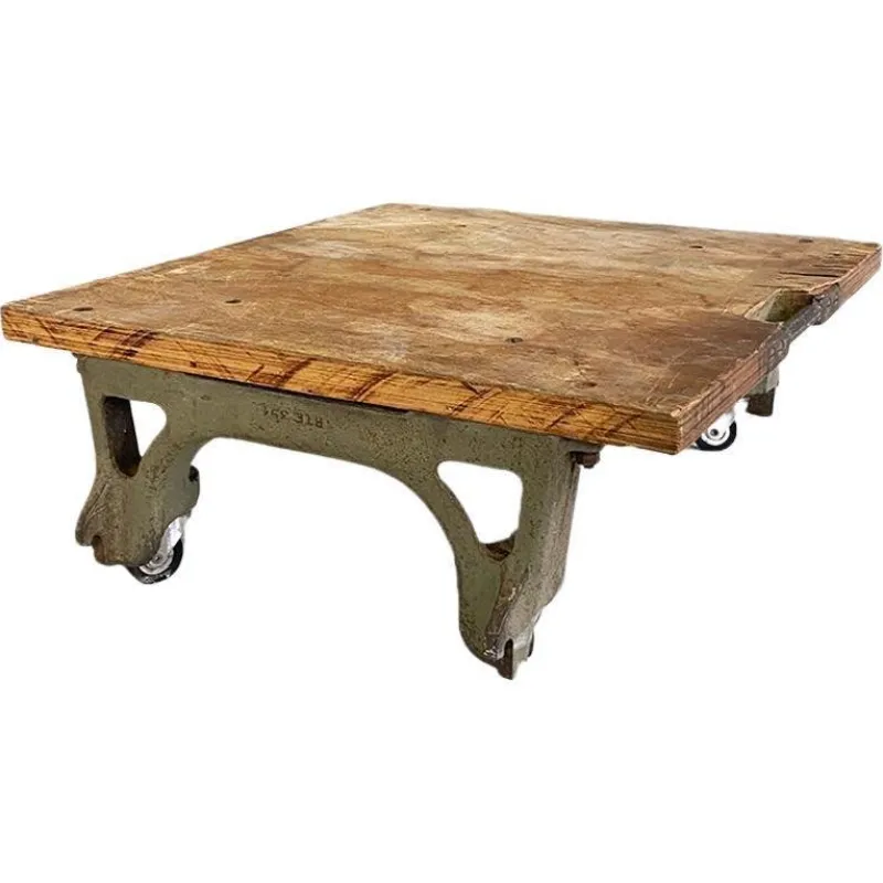 Outlet Pamono Vintage Italian Cast Iron and Wood State Railways Storage Trolley, 1930s