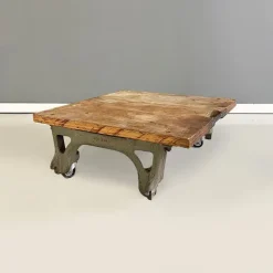 Outlet Pamono Vintage Italian Cast Iron and Wood State Railways Storage Trolley, 1930s