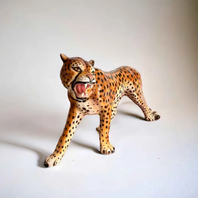 Pamono Vintage Italian Ceramic Leopard Sculptures, 1950s, Set of 2