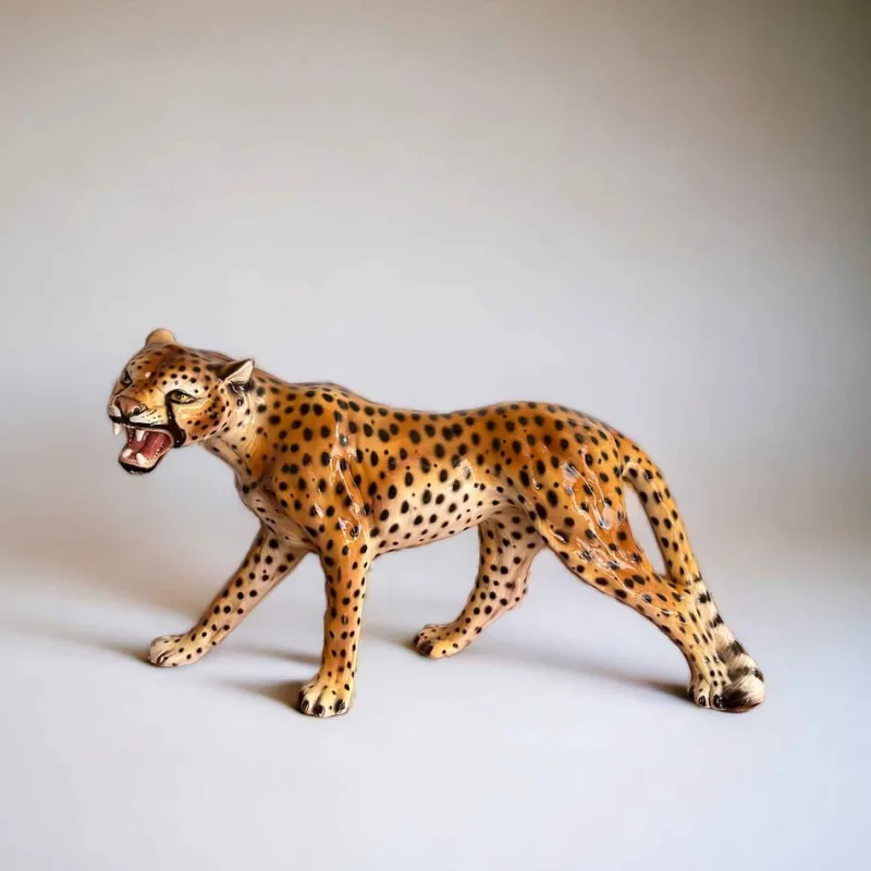 Pamono Vintage Italian Ceramic Leopard Sculptures, 1950s, Set of 2