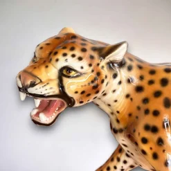 Pamono Vintage Italian Ceramic Leopard Sculptures, 1950s, Set of 2