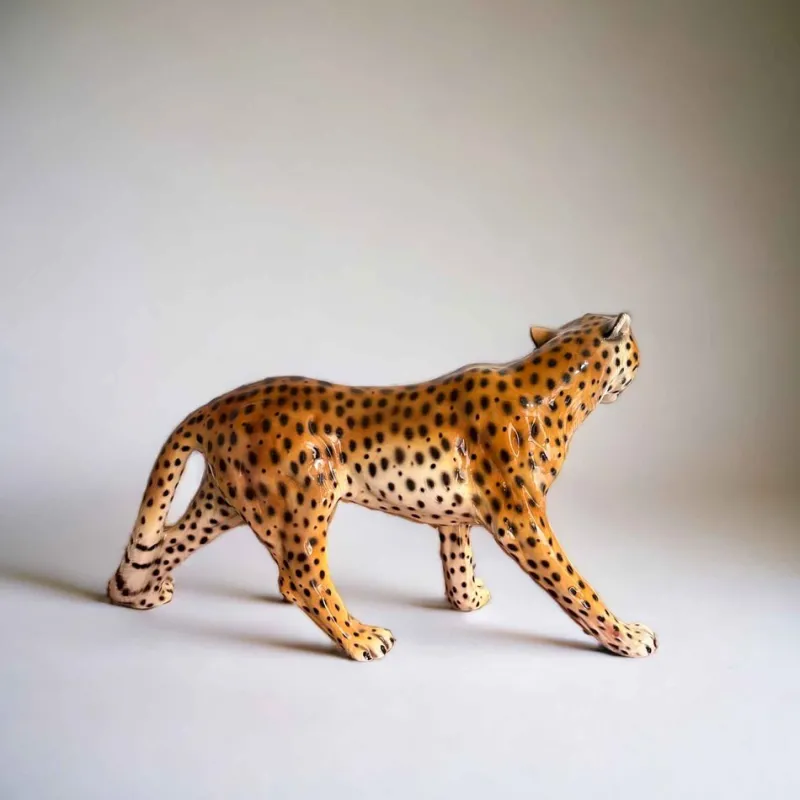 Pamono Vintage Italian Ceramic Leopard Sculptures, 1950s, Set of 2