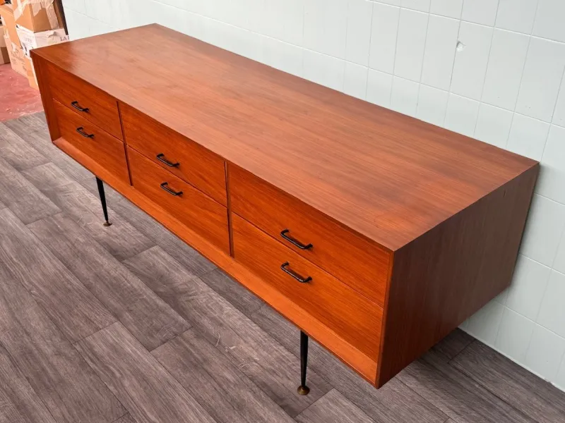 Pamono Vintage Italian Chest of Drawers in Teak and Metal Legs, 1950s> Dressers, Commodes & Chests