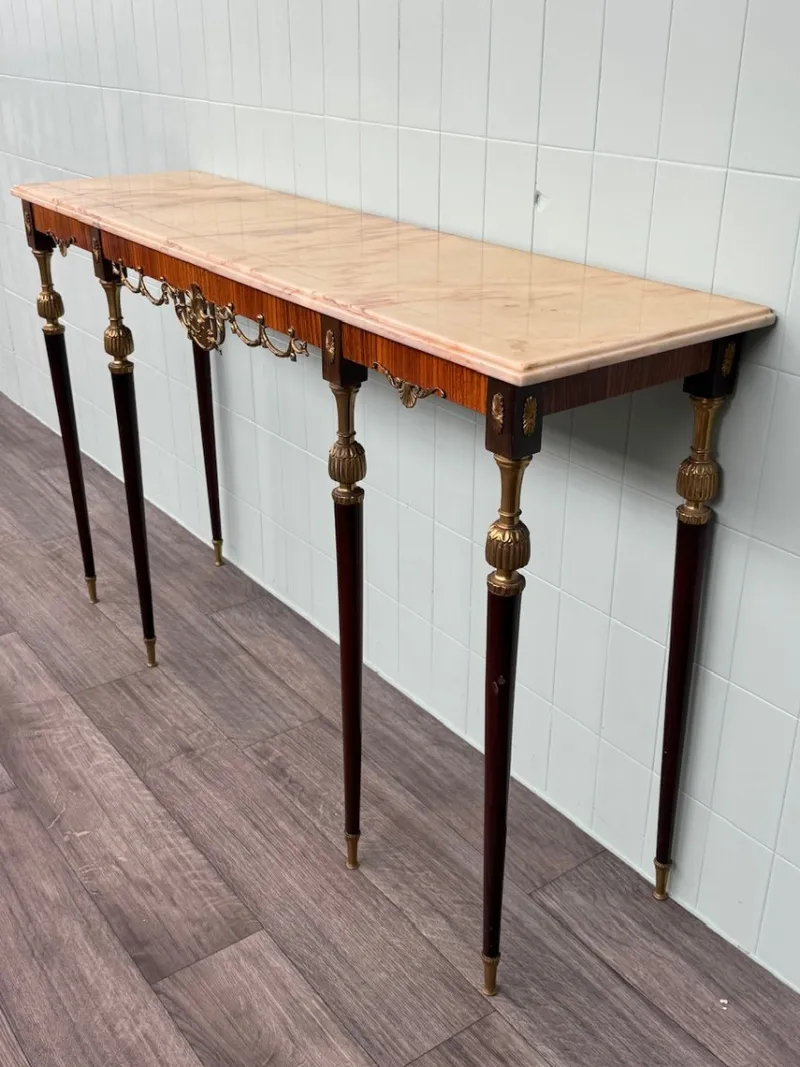 Pamono Vintage Italian Console with Marble Top, 1960s> Console Tables