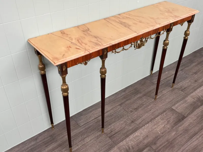 Pamono Vintage Italian Console with Marble Top, 1960s> Console Tables