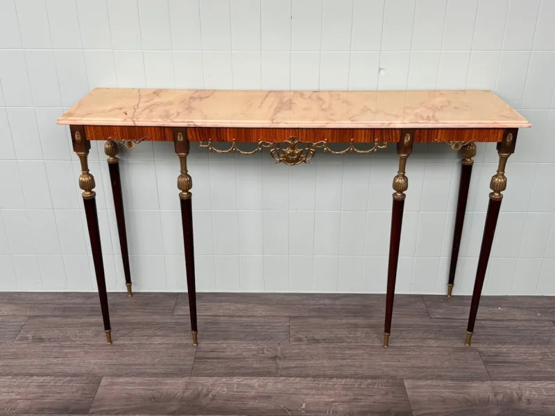 Pamono Vintage Italian Console with Marble Top, 1960s> Console Tables