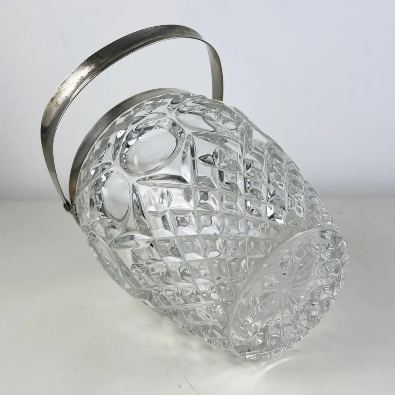 Pamono Vintage Italian Crystal and Silver Ice Bucket, 1940s> Ice Buckets & Wine Coolers