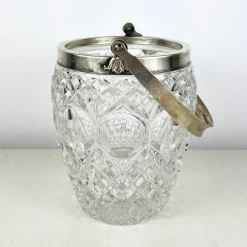 Pamono Vintage Italian Crystal and Silver Ice Bucket, 1940s><noscript><img width=