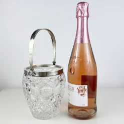 Pamono Vintage Italian Crystal and Silver Ice Bucket, 1940s><noscript><img width=