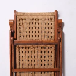 Pamono Vintage Italian Deck Chair in Beech and Jute, 1950s><noscript><img width=