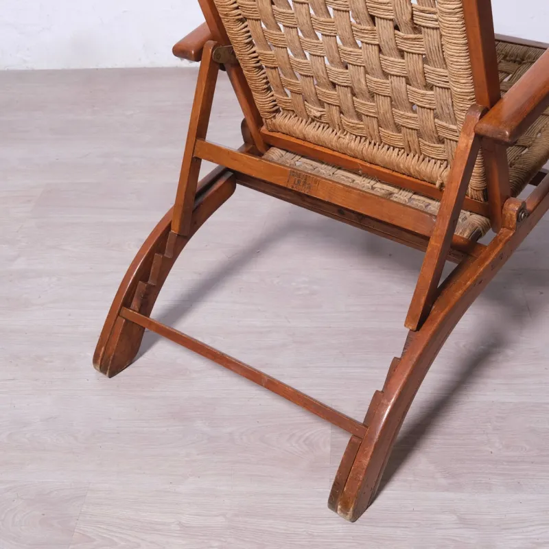 Pamono Vintage Italian Deck Chair in Beech and Jute, 1950s> Garden Seating