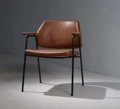 Outlet Pamono Vintage Italian Desk Chair in Faux Leather and Black Iron, 1960s