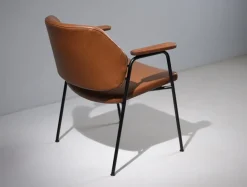 Outlet Pamono Vintage Italian Desk Chair in Faux Leather and Black Iron, 1960s