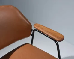 Outlet Pamono Vintage Italian Desk Chair in Faux Leather and Black Iron, 1960s