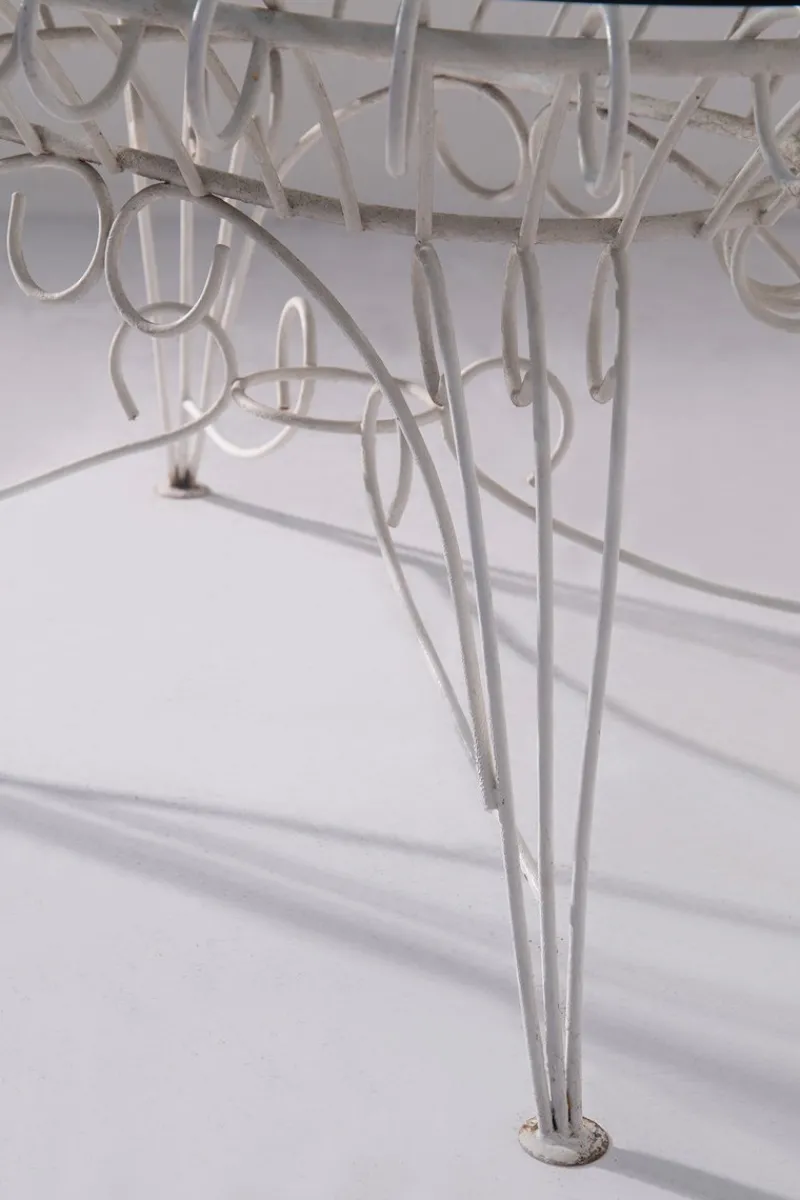Pamono Vintage Italian Dining Table in White Iron and Glass, 1960> Garden Tables