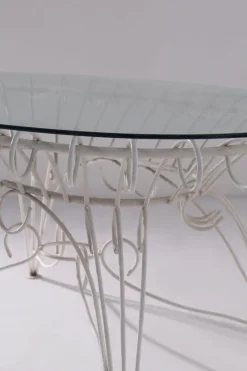 Pamono Vintage Italian Dining Table in White Iron and Glass, 1960><noscript><img width=