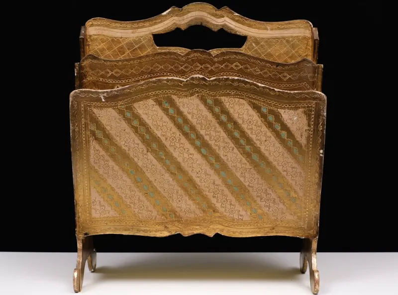 Sale Pamono Vintage Italian Florentine Magazine Rack in Giltwood, 1958