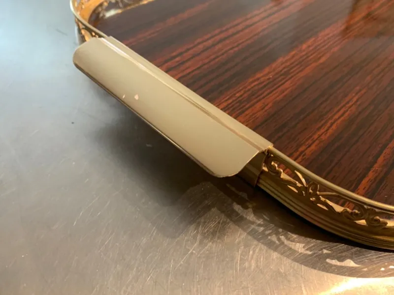 Pamono Vintage Italian Formica and Gilded Brass Serving Tray, 1950s> Trays