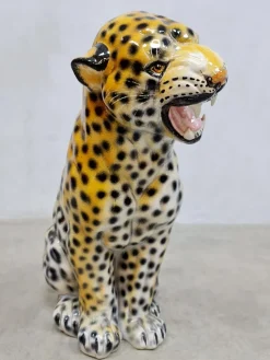 Sale Pamono Vintage Italian Handmade Ceramic Leopard Cheetah Sculpture