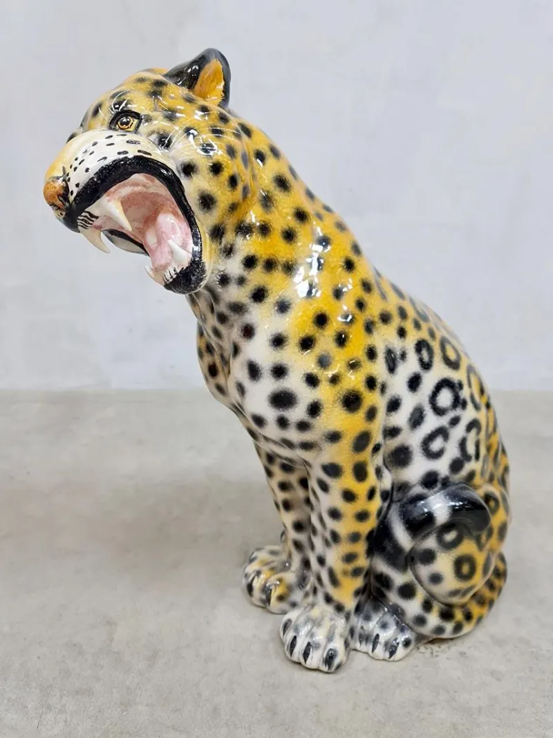 Sale Pamono Vintage Italian Handmade Ceramic Leopard Cheetah Sculpture